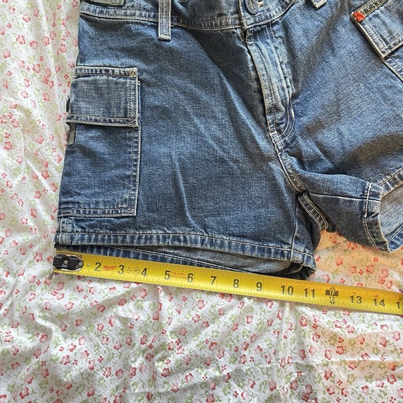 Vtg Y2K Abercrombie & Fitch Ultra Short Denim Shorts Cargo Low Rise 30"‎ Grunge - Picture 10 of 10